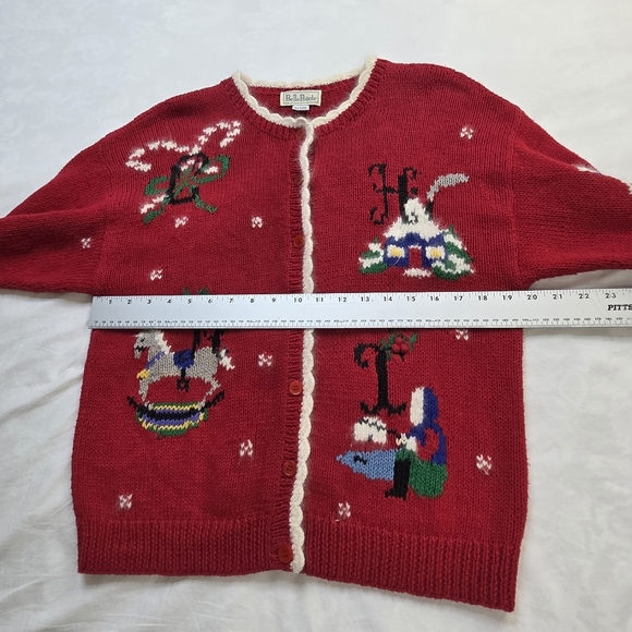VTG BellePointe Christmas Cardigan Red Knit Holiday Sweater Made in Hong Kong M - Picture 13 of 16